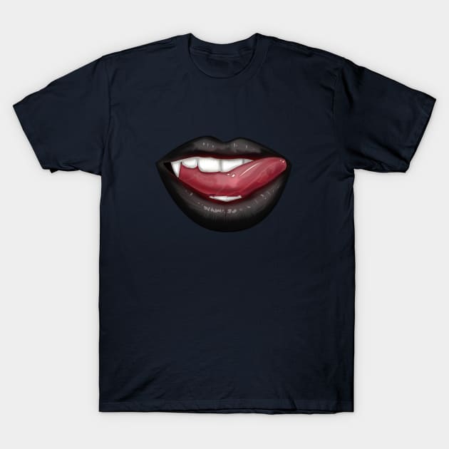 Vampire Lips - Black T-Shirt by adamzworld